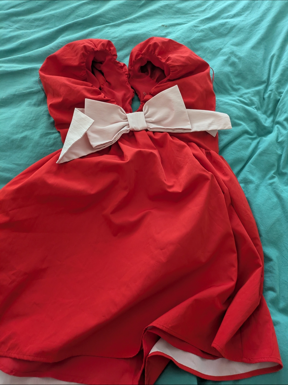 Vici "All Wrapped Up" Red Mini Dress with Pink Bow Accent Pleats Party Coquette - Picture 8 of 11